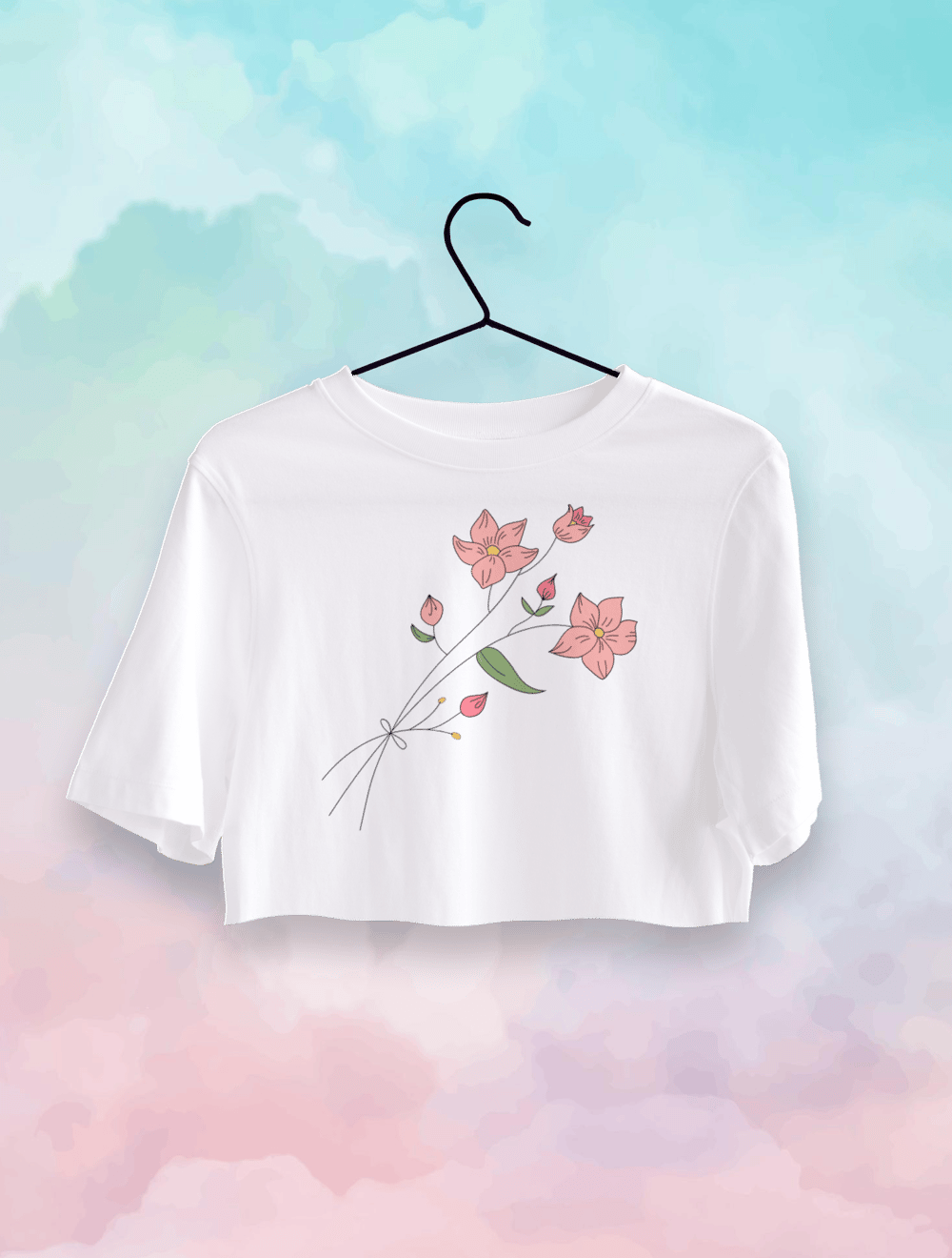 Burcuvazi Pembe Çiçek Crop Top 8141734