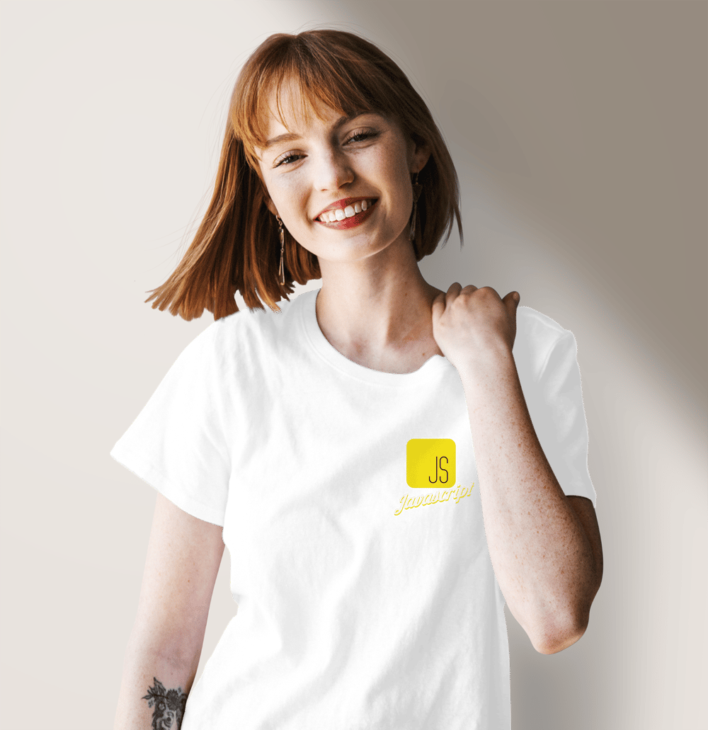 Javascript Baskılı Siyah Bisiklet Yaka T-shirt