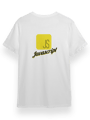 Javascript Baskılı Beyaz Bisiklet Yaka T-shirt